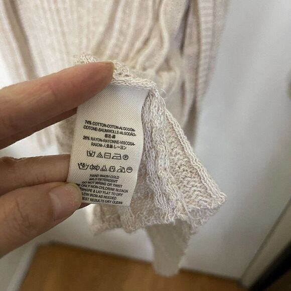 FREE PEOPLE tan knit long lightweight ribbed duster cardigan sweater size XS - Picture 7 of 7